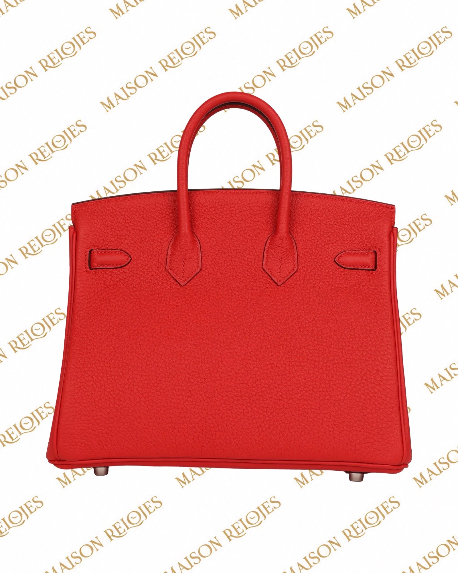 Hermès Birkin 25 Rouge Pivoine en piel Togo con herrajes Palladium: vista trasera