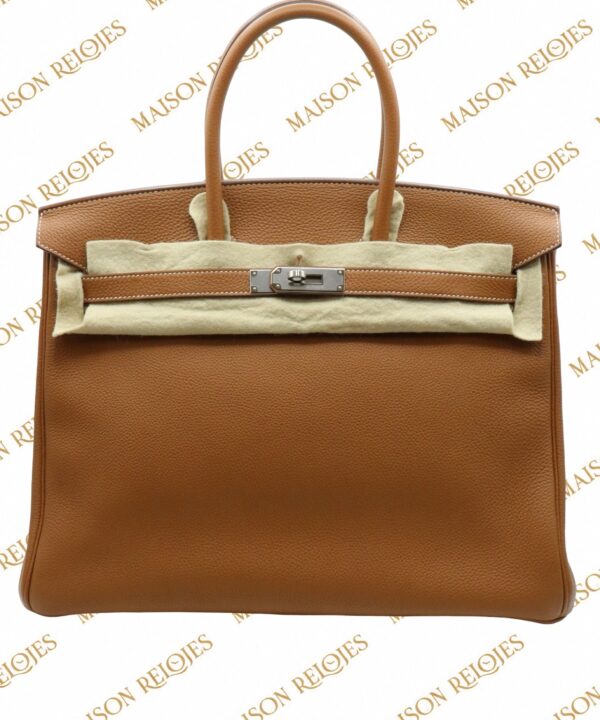 Hermès Birkin 35 · Gold · Togo · PHW — vista frontal