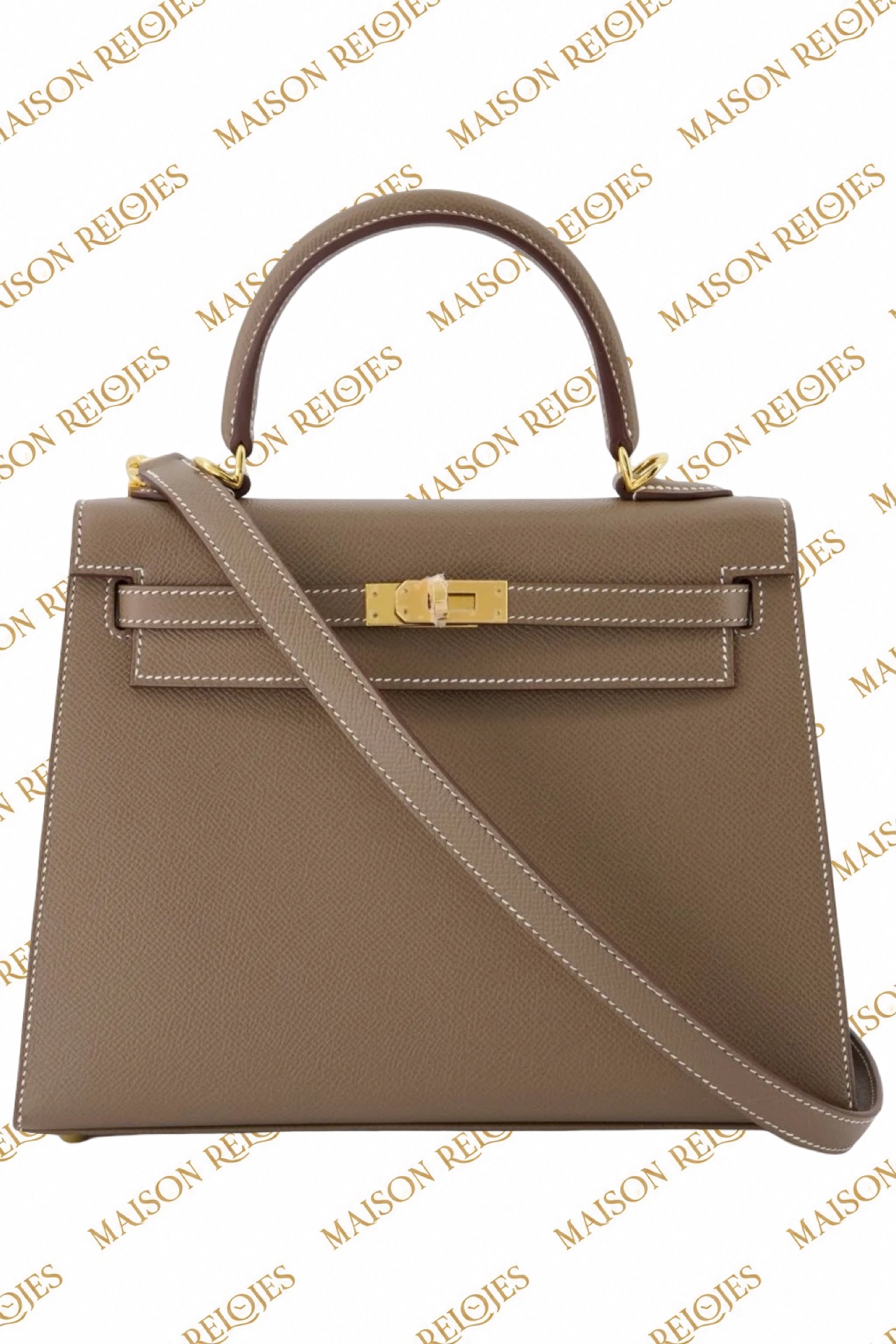 Hermès Kelly 25 Sellier / Étoupe / Epsom / GHW - Imagen 2