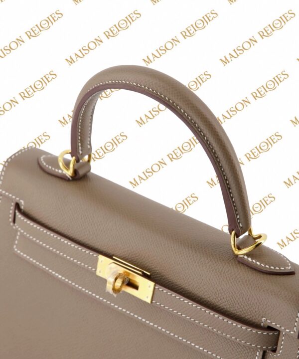 Hermès Kelly 25 Sellier / Étoupe / Epsom / GHW - Imagen 4
