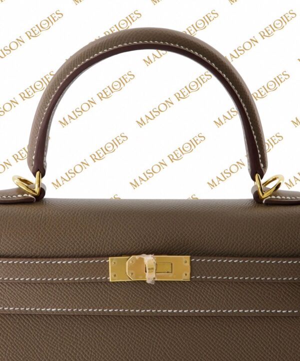 Hermès Kelly 25 Sellier / Étoupe / Epsom / GHW - Imagen 6