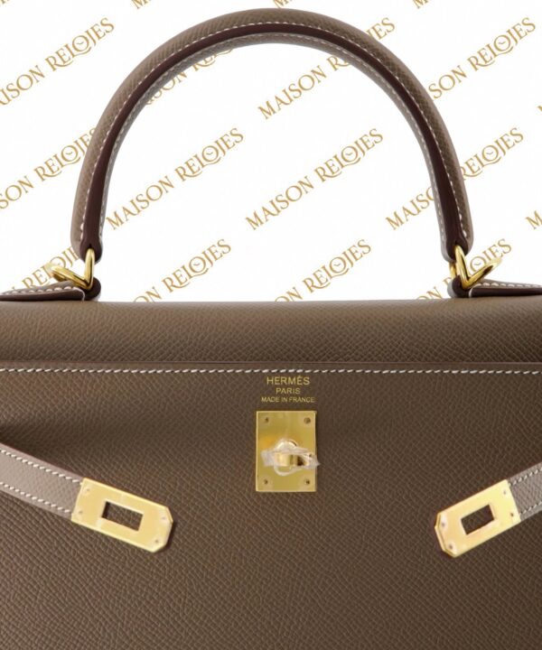 Hermès Kelly 25 Sellier / Étoupe / Epsom / GHW - Imagen 7