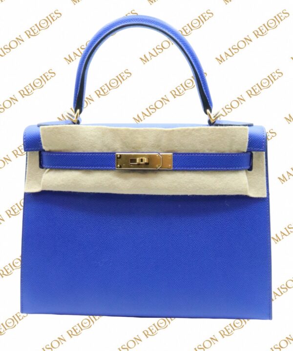 Hermès Kelly 28 · Bleu Royal · Epsom · GHW — vista frontal