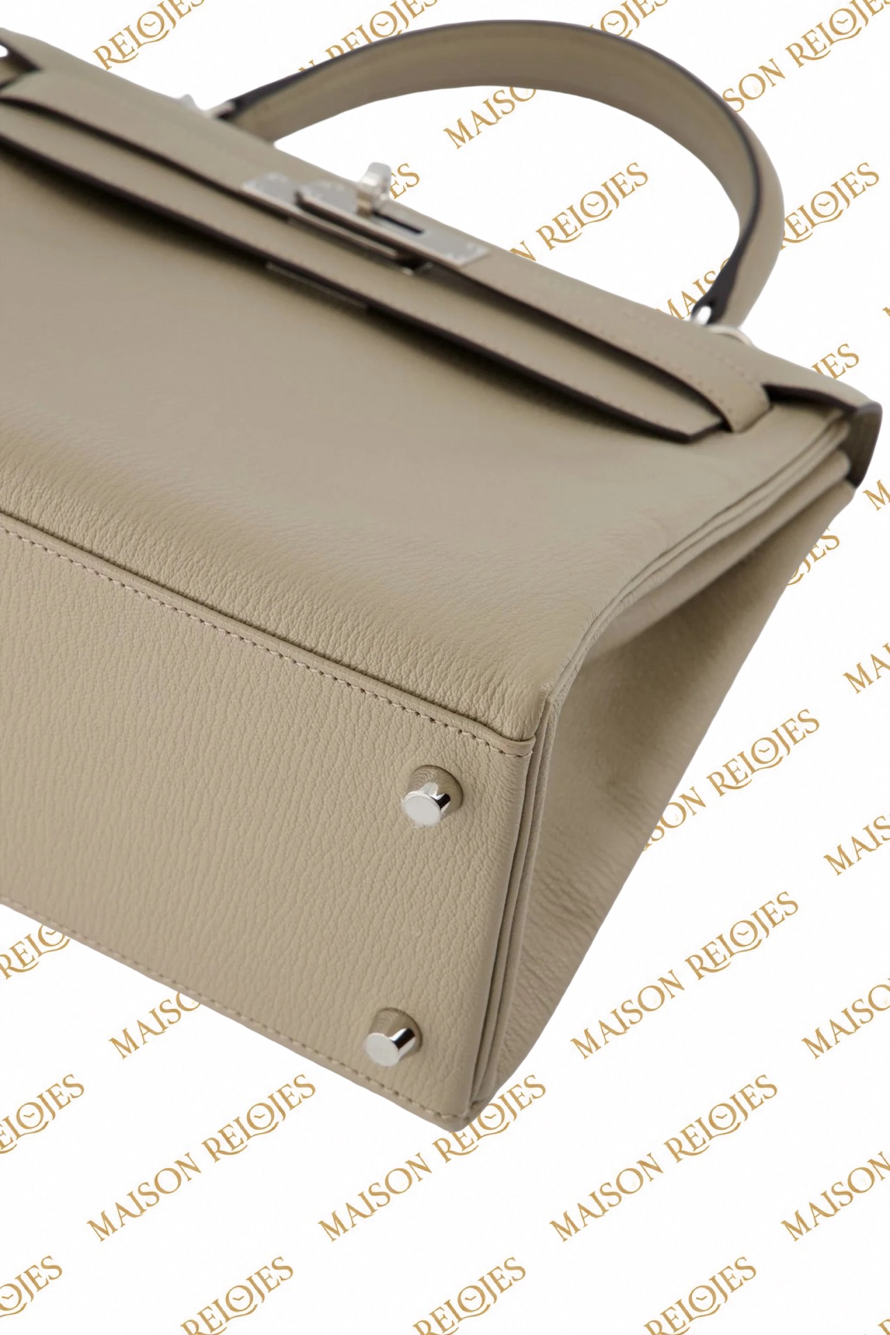 Hermès Kelly 28 / Gris Tourterelle / Chèvre Mysore / PHW / Special Order - Imagen 5