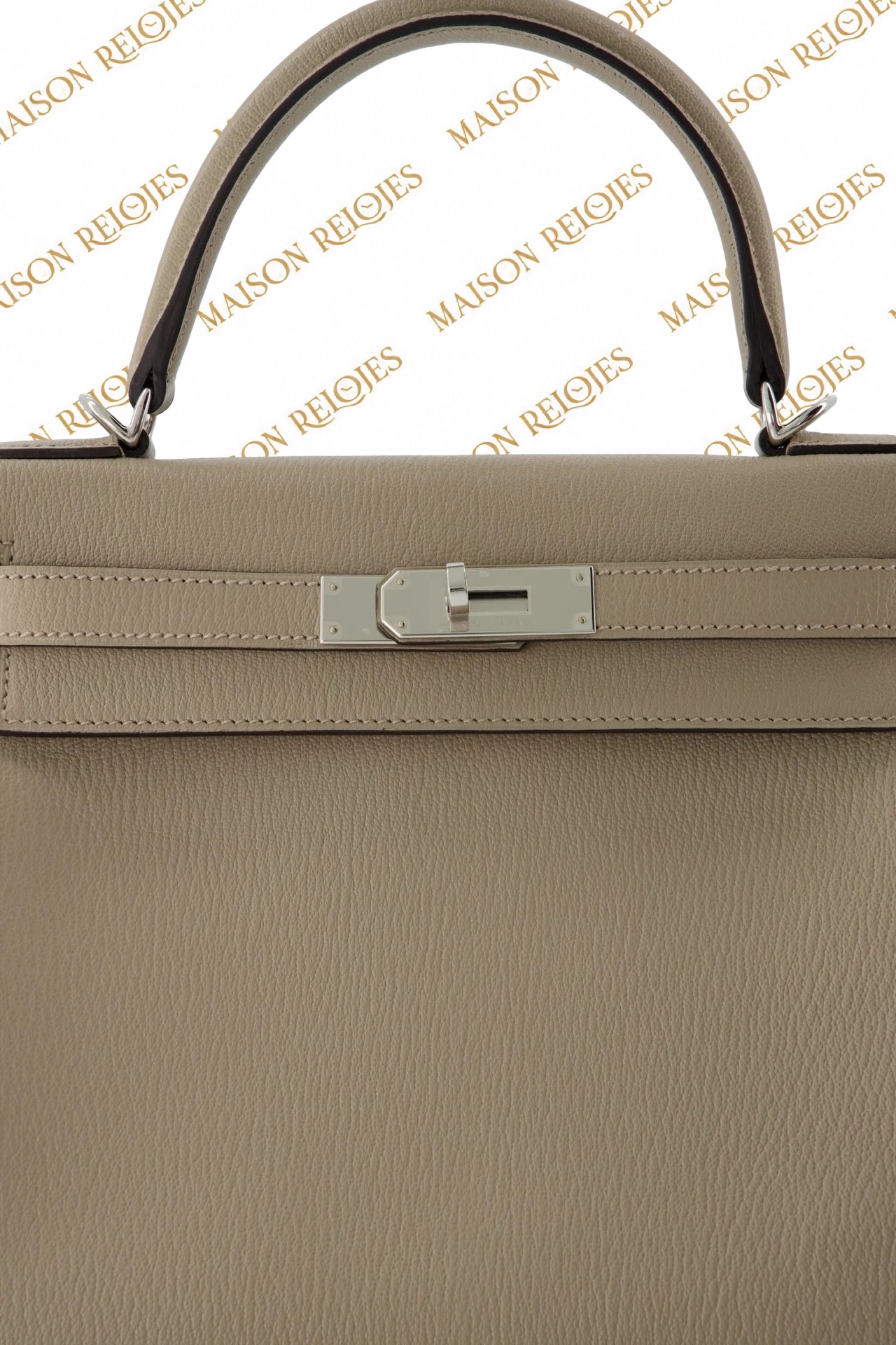 Hermès Kelly 28 / Gris Tourterelle / Chèvre Mysore / PHW / Special Order - Imagen 7