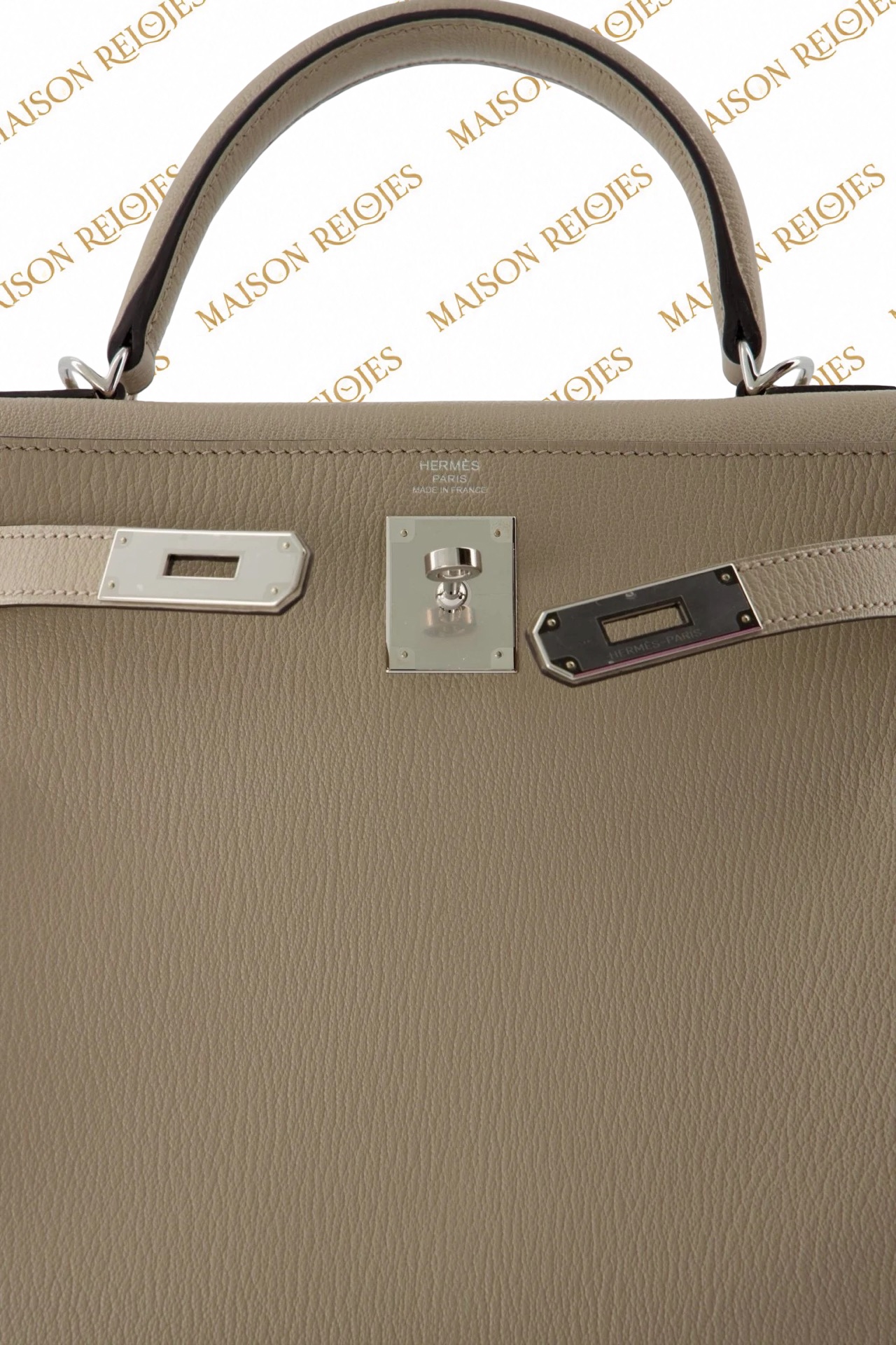 Hermès Kelly 28 / Gris Tourterelle / Chèvre Mysore / PHW / Special Order - Imagen 8