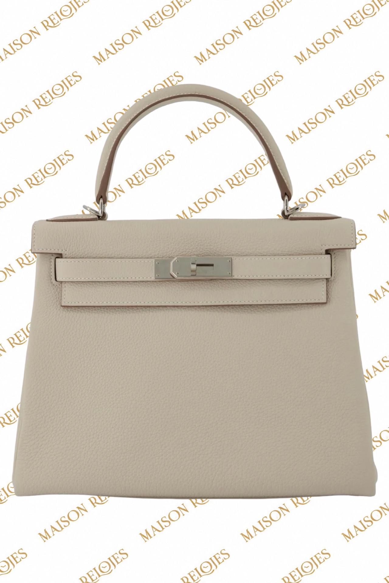 Hermès Kelly 28 Retourné · Craie · Togo · PHW — vista frontal