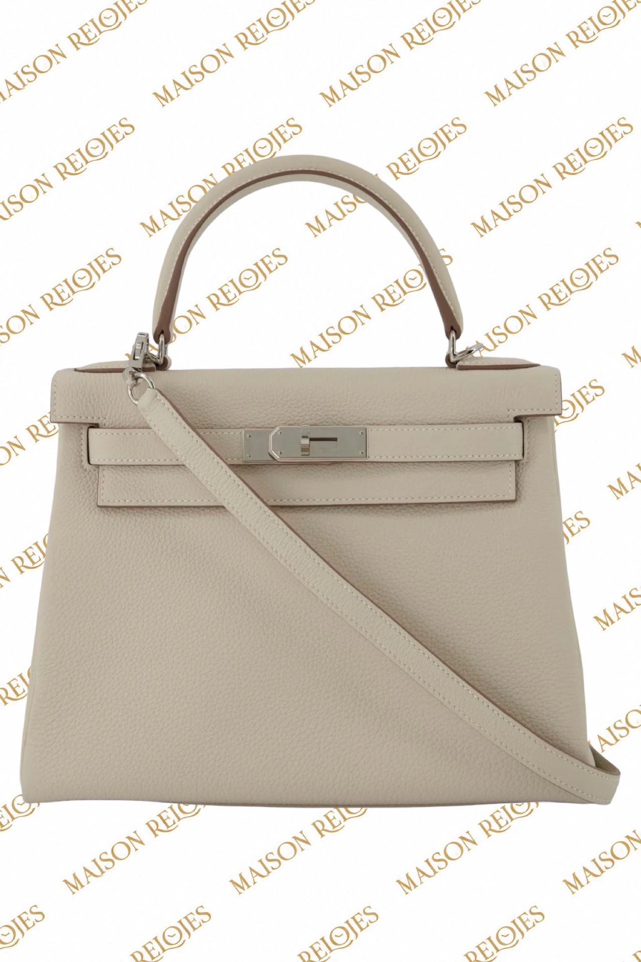 Hermès Kelly 28 Retourné / Craie / Togo / PHW - Imagen 2