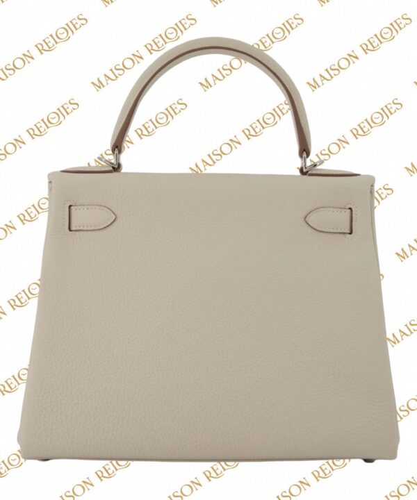 Hermès Kelly 28 Retourné / Craie / Togo / PHW - Imagen 3