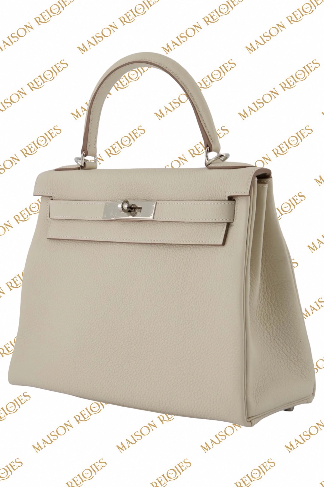 Hermès Kelly 28 Retourné / Craie / Togo / PHW - Imagen 4