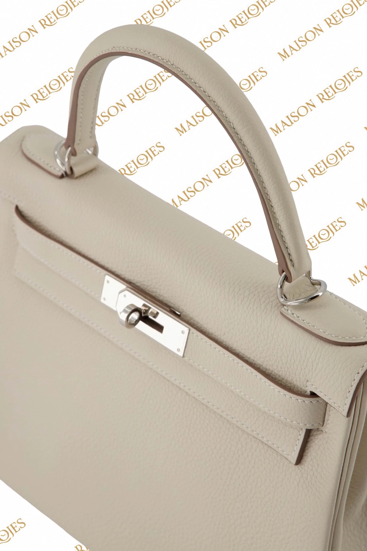Hermès Kelly 28 Retourné / Craie / Togo / PHW - Imagen 5