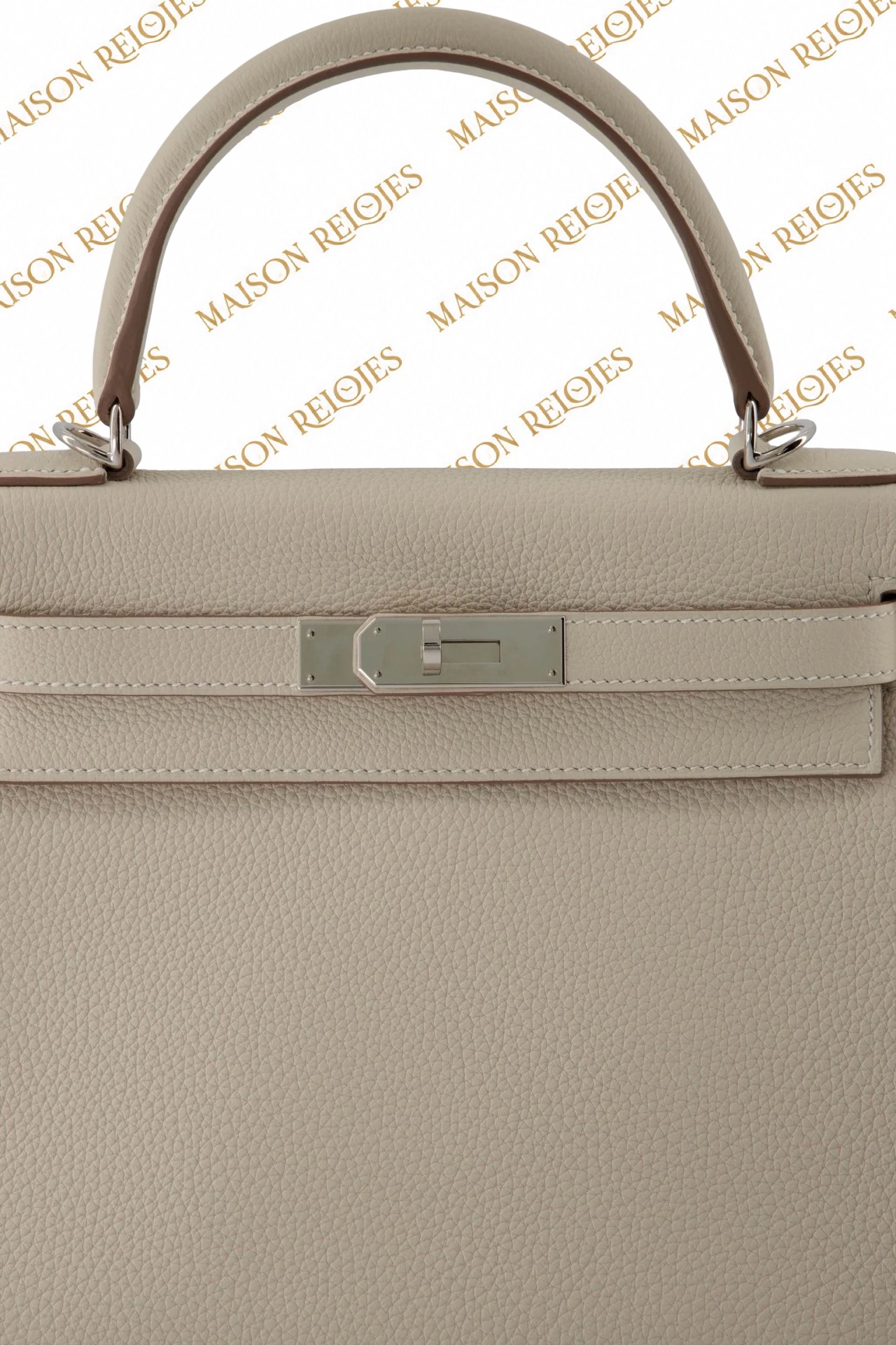 Hermès Kelly 28 Retourné / Craie / Togo / PHW - Imagen 7
