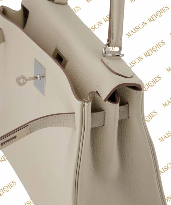 Hermès Kelly 28 Retourné / Craie / Togo / PHW - Imagen 8