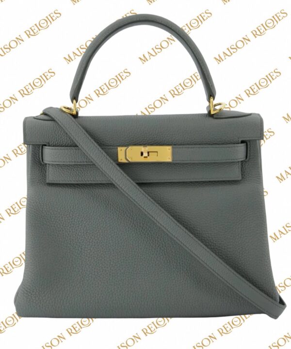 Alternative view of Hermès Kelly 28 / Vert Amande / Togo / GHW