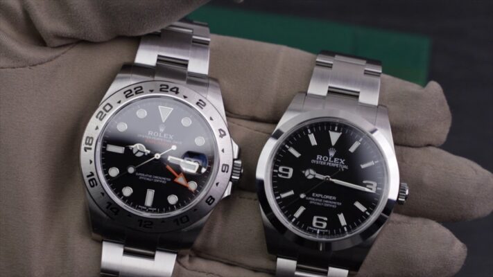Rolex Explorer y Explorer II comparados en una mano